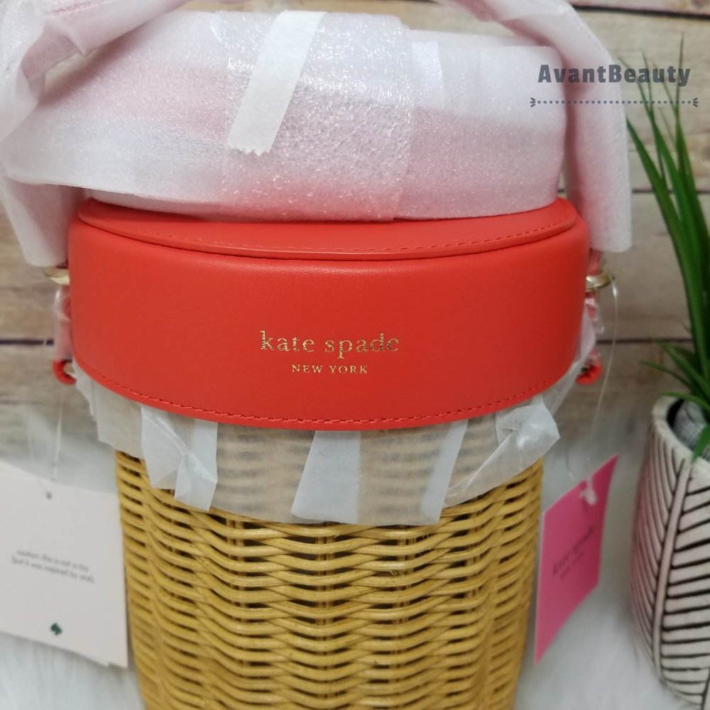 Kate Spade Picnic Cherries Wicker Crossbody Bucket - Picture 13 of 16
